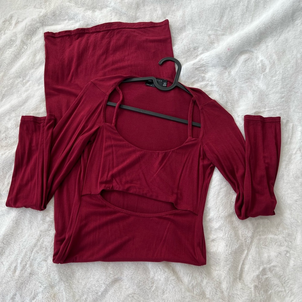 ASOS Design bolero cutout bra long sleeve midi dress - Picture 4 of 6